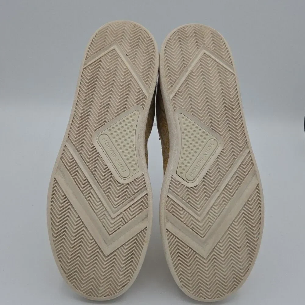 Tory Burch T Monogram Howell Sneaker Goldfinch Jacquard Calf Leather SZ 9